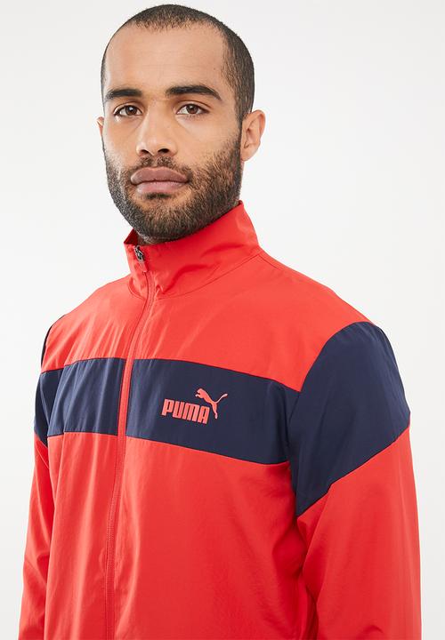 PUMA - Clean woven tracksuit set - red & navy