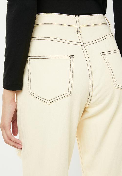 Missguided - Riot high rise ripped mom jean - yellow