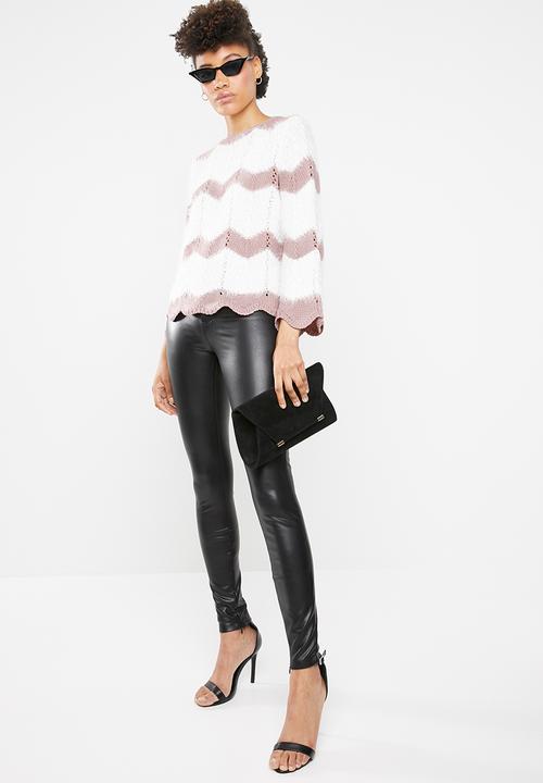 ONLY - Hania 7/8 pullover knit - pink & white