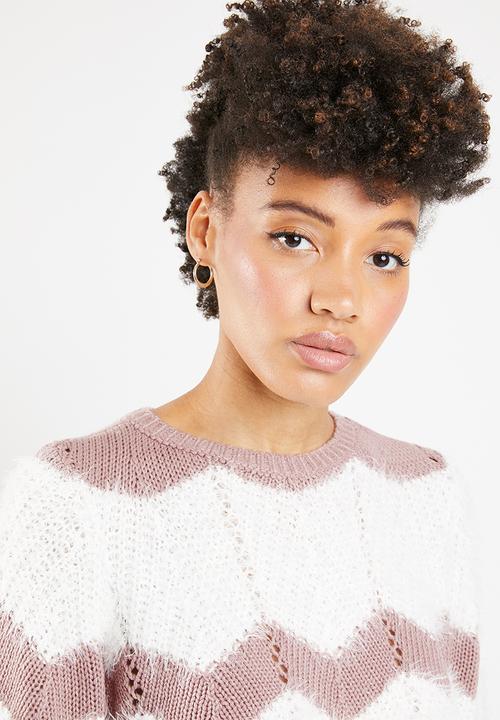 ONLY - Hania 7/8 pullover knit - pink & white