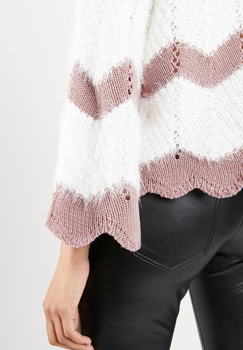 ONLY - Hania 7/8 pullover knit - pink & white