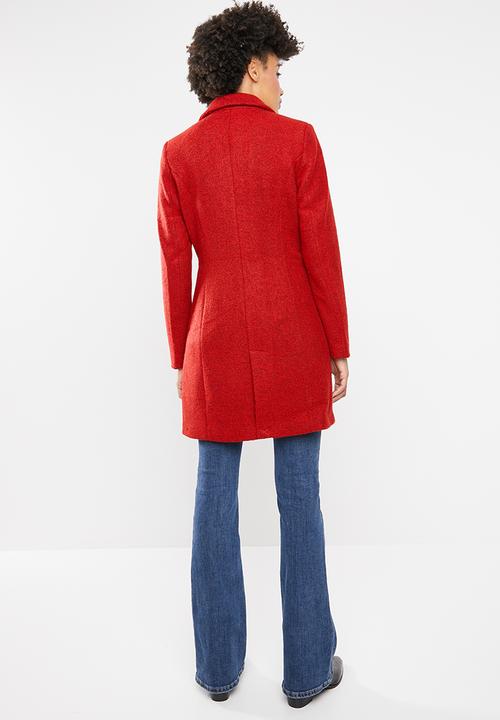 ONLY - Beatrice longline wool coat - red