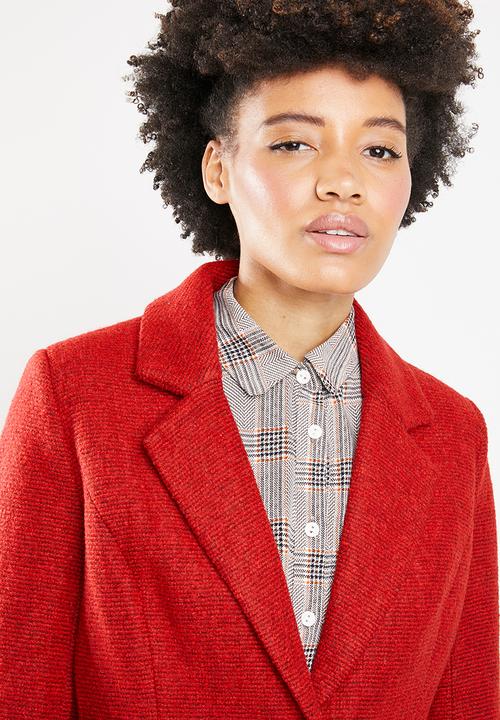ONLY - Beatrice longline wool coat - red