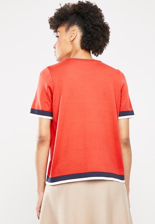 ONLY - Nola short sleeve knitted top - multi
