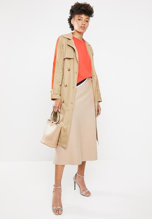 ONLY - Isabella long trench - neutral & orange