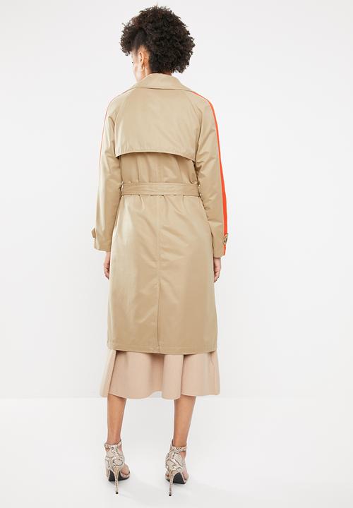 ONLY - Isabella long trench - neutral & orange