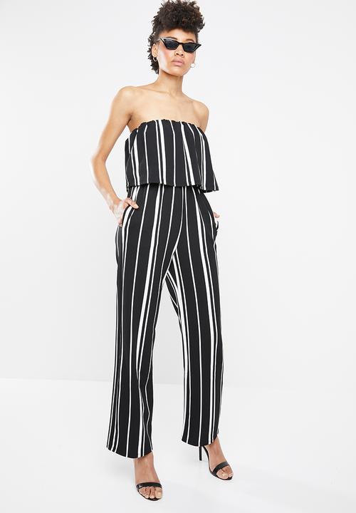 STYLE REPUBLIC - Bardot jumpsuit - black  & white