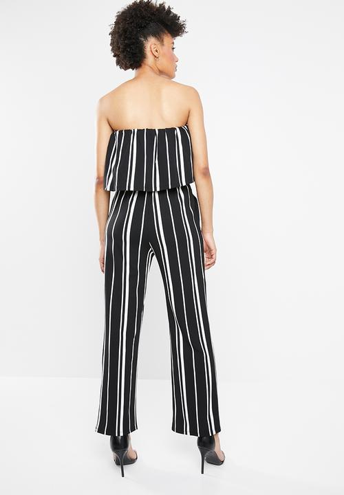 STYLE REPUBLIC - Bardot jumpsuit - black  & white