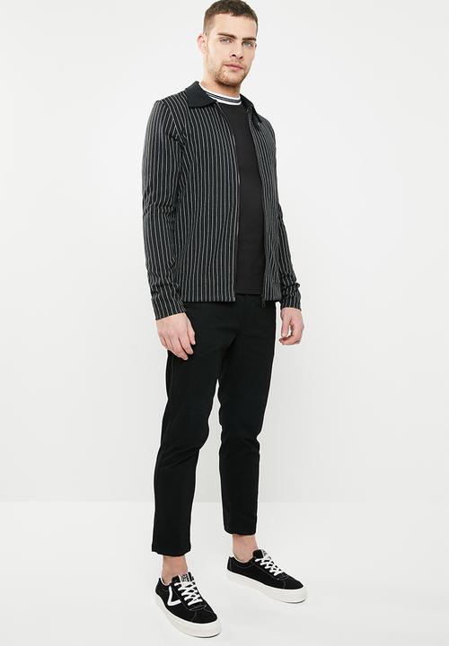 Jack & Jones - Tanner sweat bomber jacket - black & white