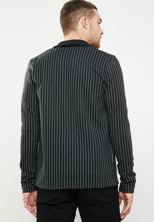 Jack & Jones - Tanner sweat bomber jacket - black & white
