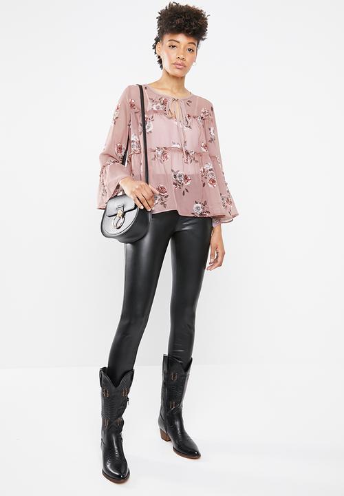 STYLE REPUBLIC - Romantic volume blouse - pink & brown