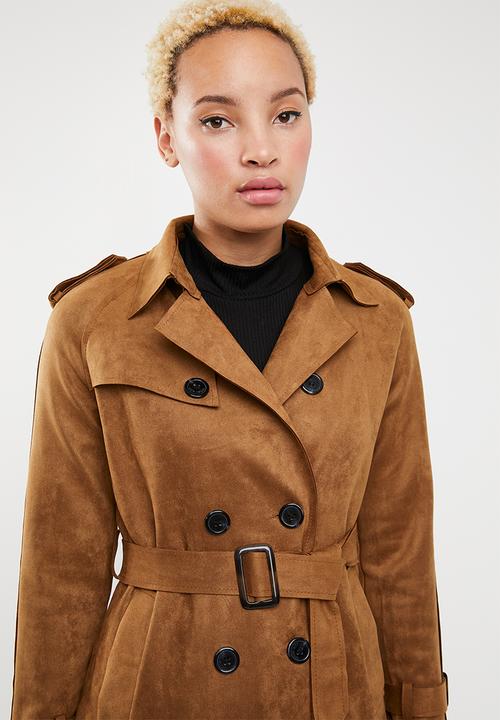 SISSY BOY - Lupin soft suede trench coat - tan
