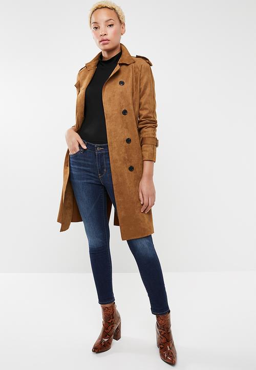 SISSY BOY - Lupin soft suede trench coat - tan