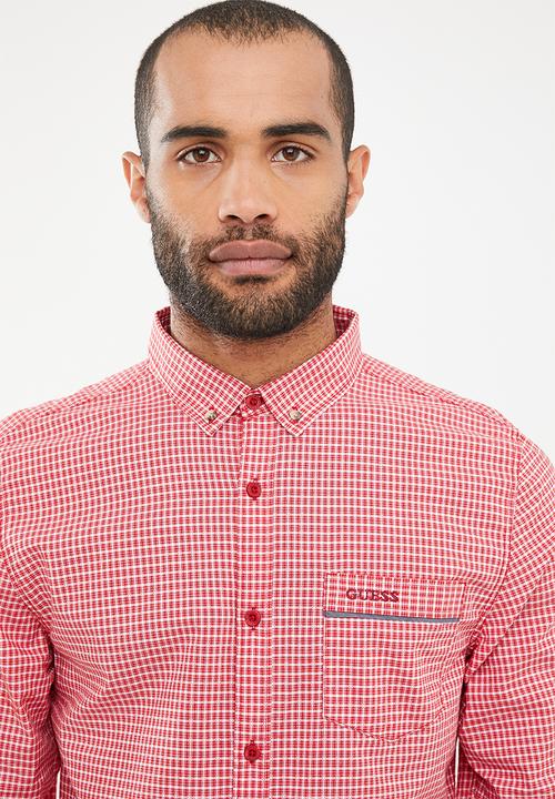 GUESS - Guess chambray woven shirt - red & white 