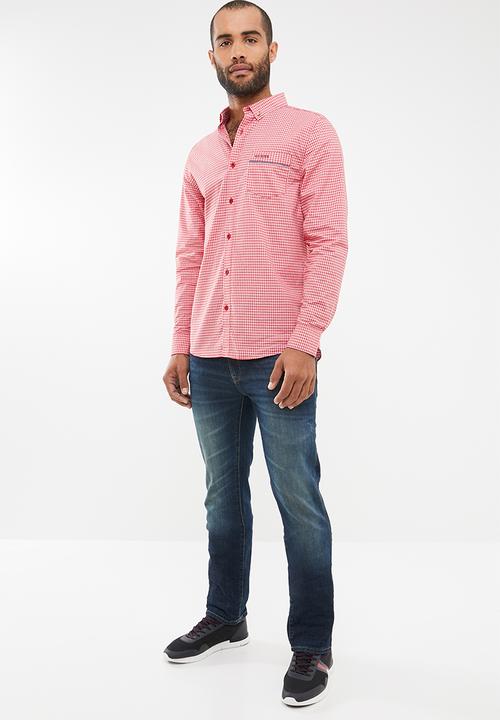 GUESS - Guess chambray woven shirt - red & white 