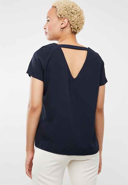 c(inch) - Open back blouse - navy