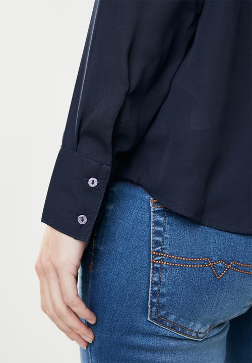 Jacqueline de Yong - Ibi long sleeve shirt - navy 