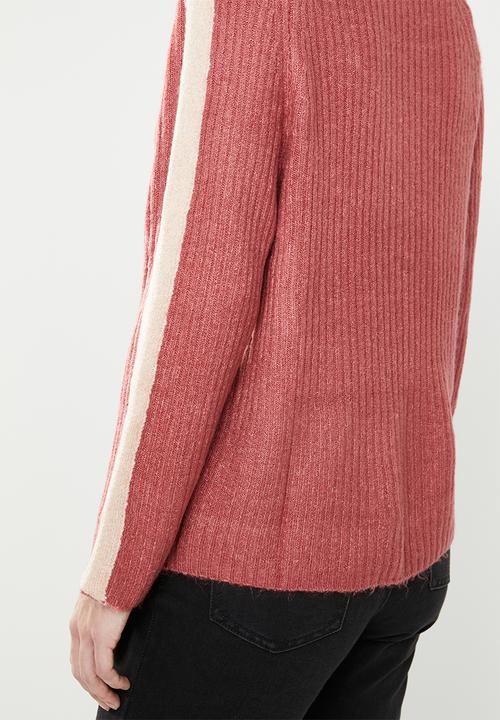 Jacqueline de Yong - Delta 7/8 V-neck pullover knit - pink 