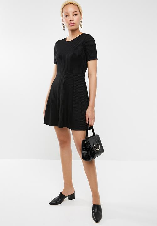 STYLE REPUBLIC - Ribbed skater dress - black