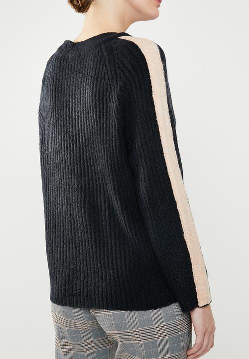 Jacqueline de Yong - Delta 7/8 V-neck pullover knit - navy