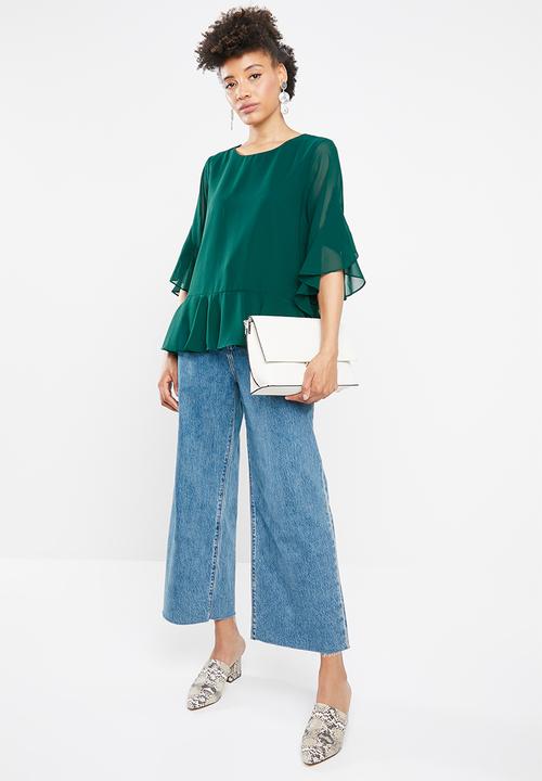 Vero Moda - Malva minni peplum top - green