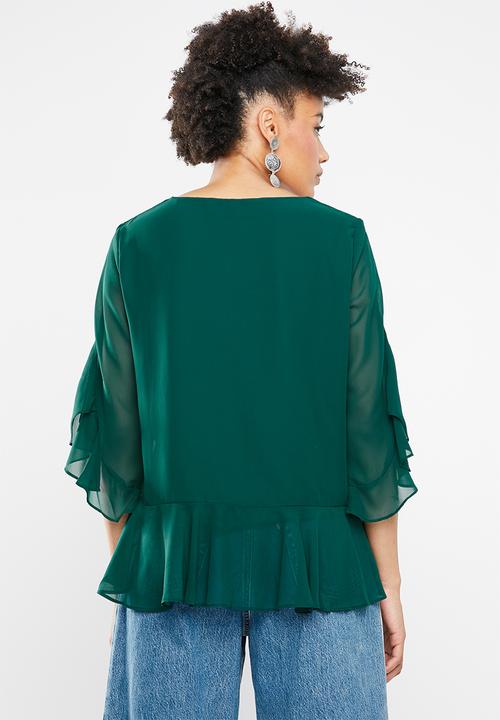 Vero Moda - Malva minni peplum top - green