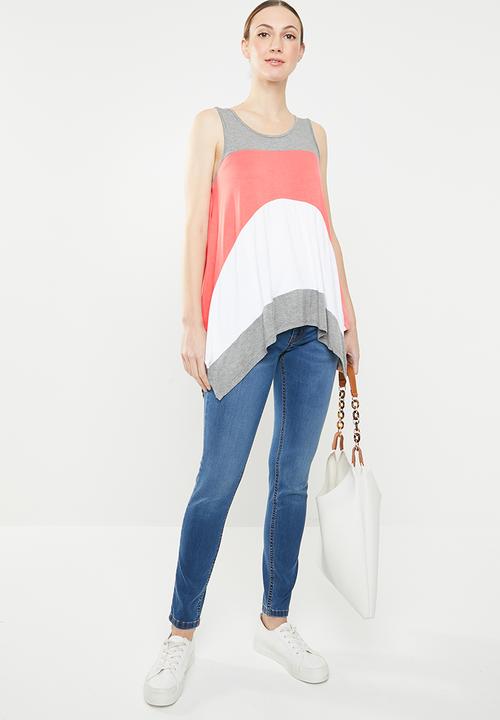 edit - Hi-lo colour block cami - pink & grey