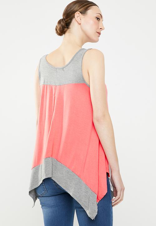 edit - Hi-lo colour block cami - pink & grey