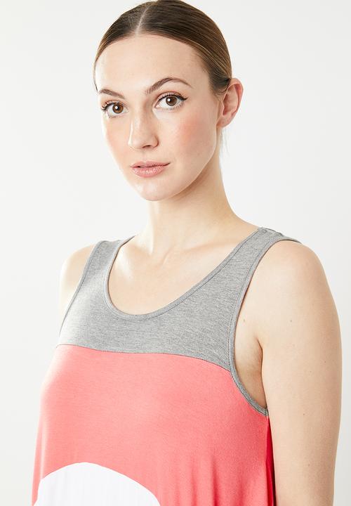 edit - Hi-lo colour block cami - pink & grey