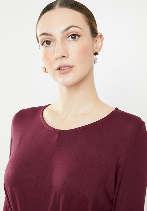 edit - Twist front dress - burgundy