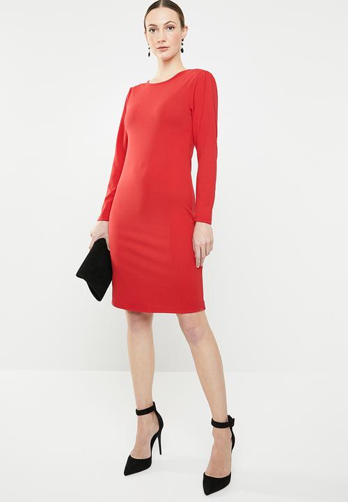 edit - Pleated shift dress - red