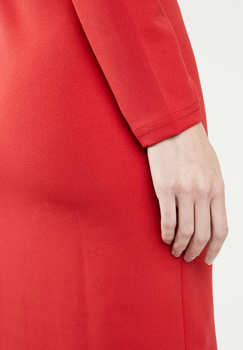 edit - Pleated shift dress - red