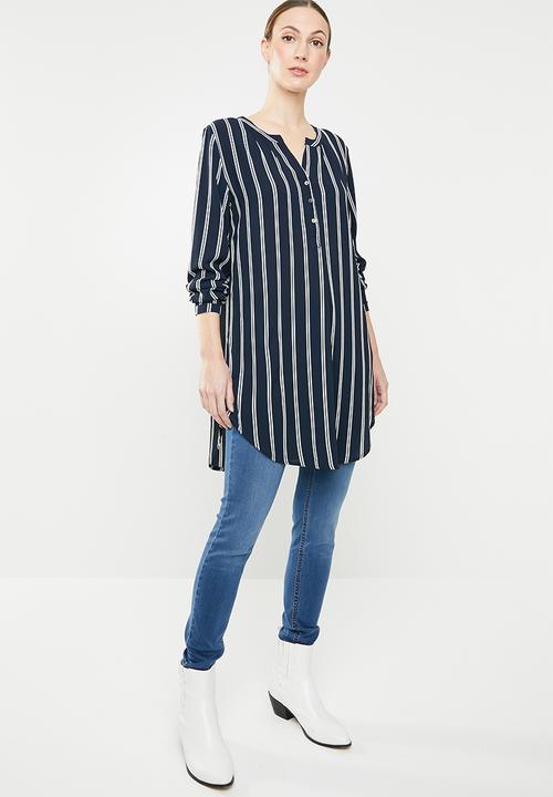 ONLY - Winner tunic top - navy & white