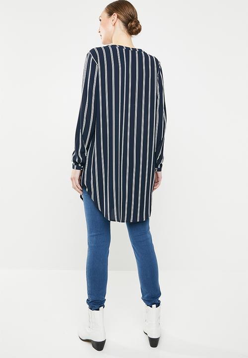 ONLY - Winner tunic top - navy & white