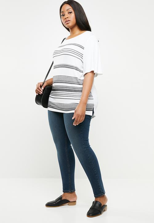 edit Plus - Stripe tunic - white & grey
