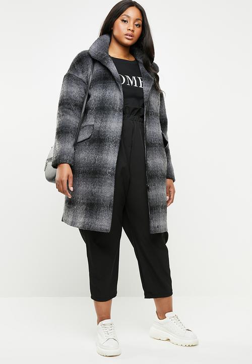 STYLE REPUBLIC PLUS - Coat with zip and press stud closure - charcoal & black 