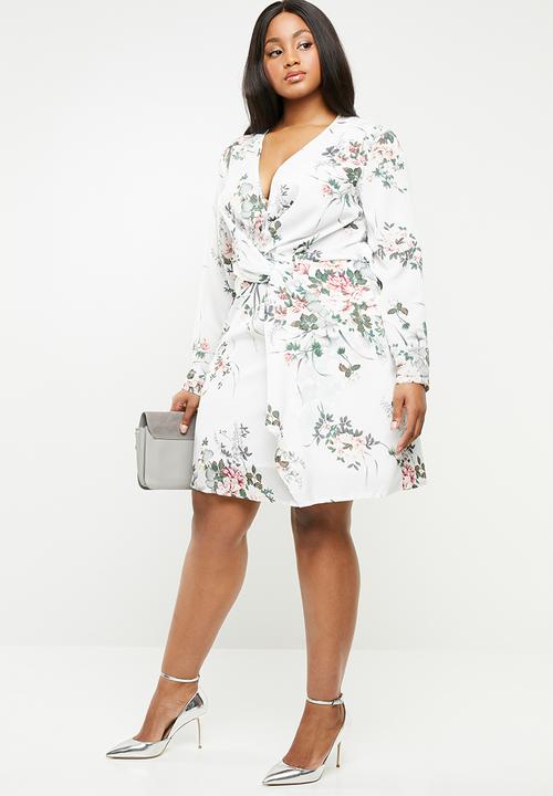 Missguided - Curve wrap front floral mini dress - multi