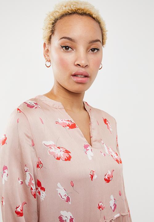 ONLY - Giza long sleeve maxi woven dress - pink