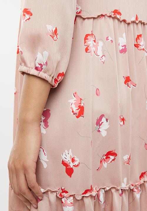 ONLY - Giza long sleeve maxi woven dress - pink
