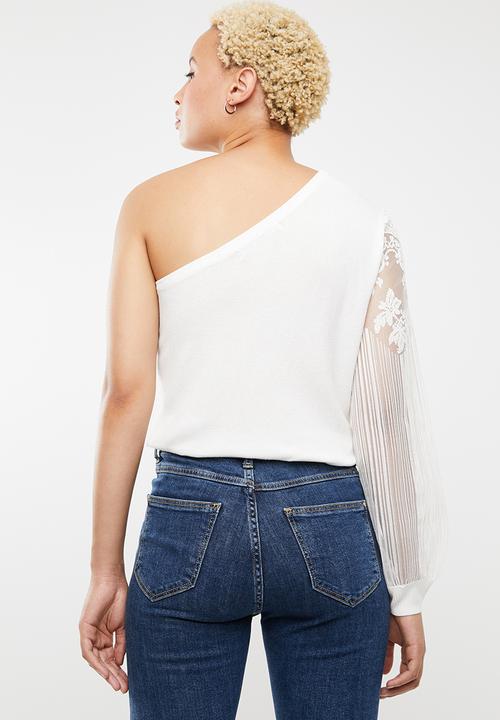 ONLY - Viktoria one shoulder knit - white