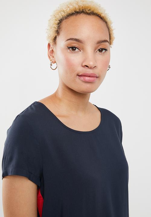 ONLY - First short sleeve top - navy & red