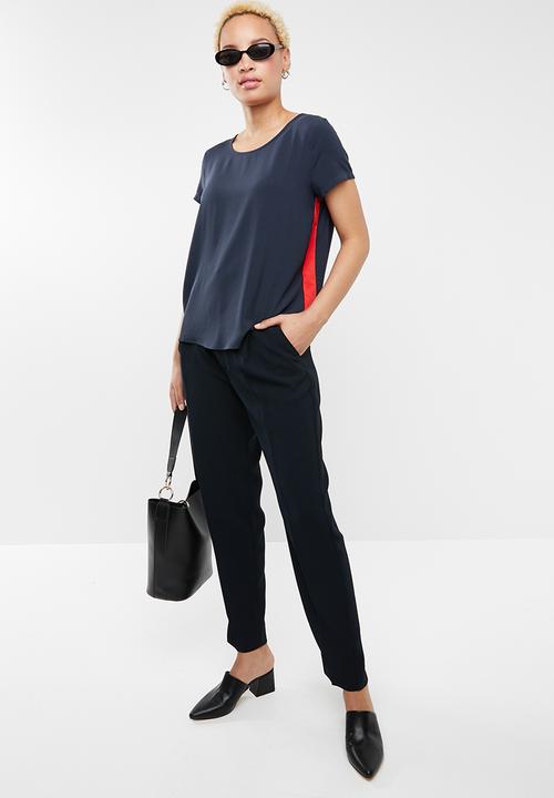 ONLY - First short sleeve top - navy & red