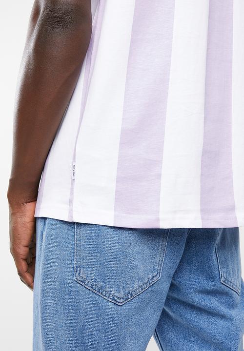 Only & Sons - Hurry oversized stripe tee - lilac & white 