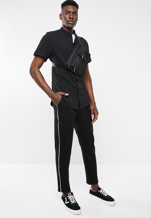 Superbalist - Tapered pintuck,piping cropped sweatpants - black