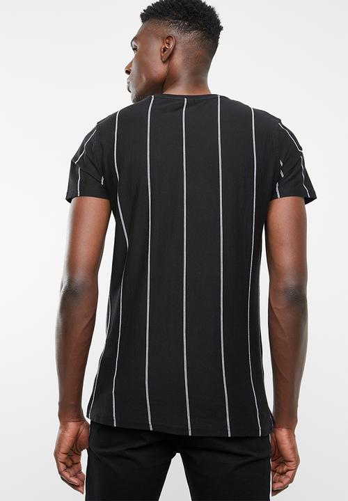 Superbalist - Vertical stripe crew neck tee - black & white 