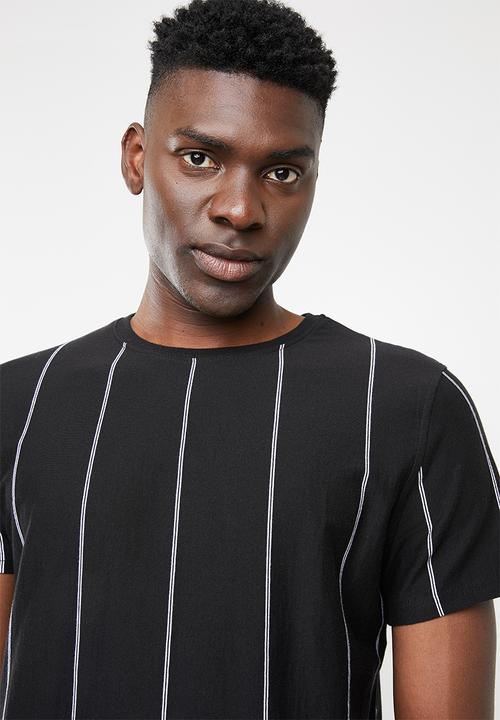 Superbalist - Vertical stripe crew neck tee - black & white 