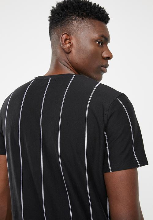 Superbalist - Vertical stripe crew neck tee - black & white 