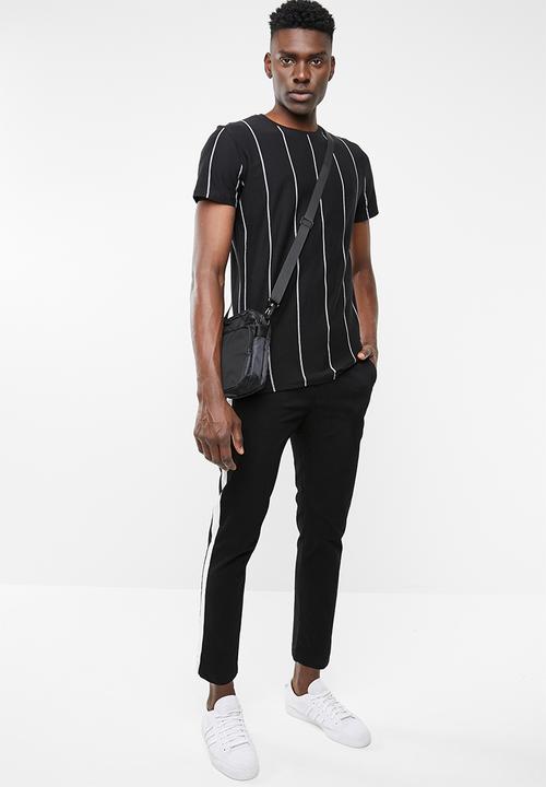 Superbalist - Vertical stripe crew neck tee - black & white 