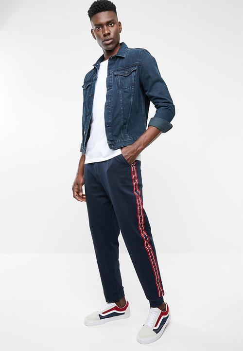 Superbalist - Slim fit printed tape sweatpant - navy & red 