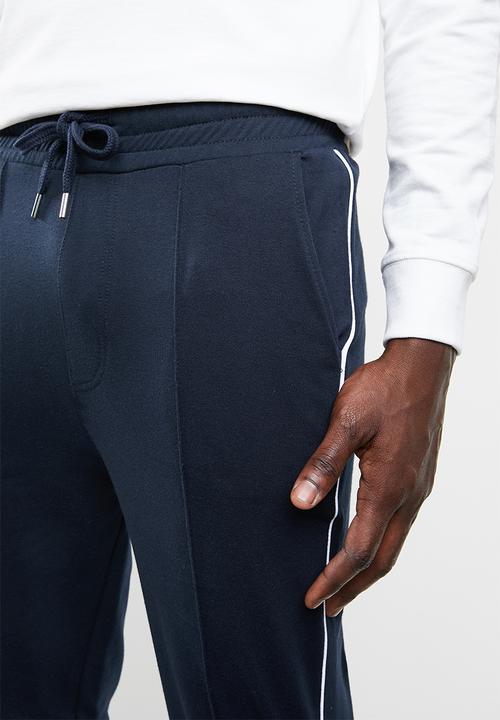 Superbalist - Tapered pintuck,piping cropped sweatpants - navy